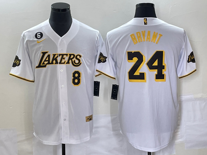 Men Los Angeles Lakers 24 Bryant white 2023 NBA Jersey style 1
